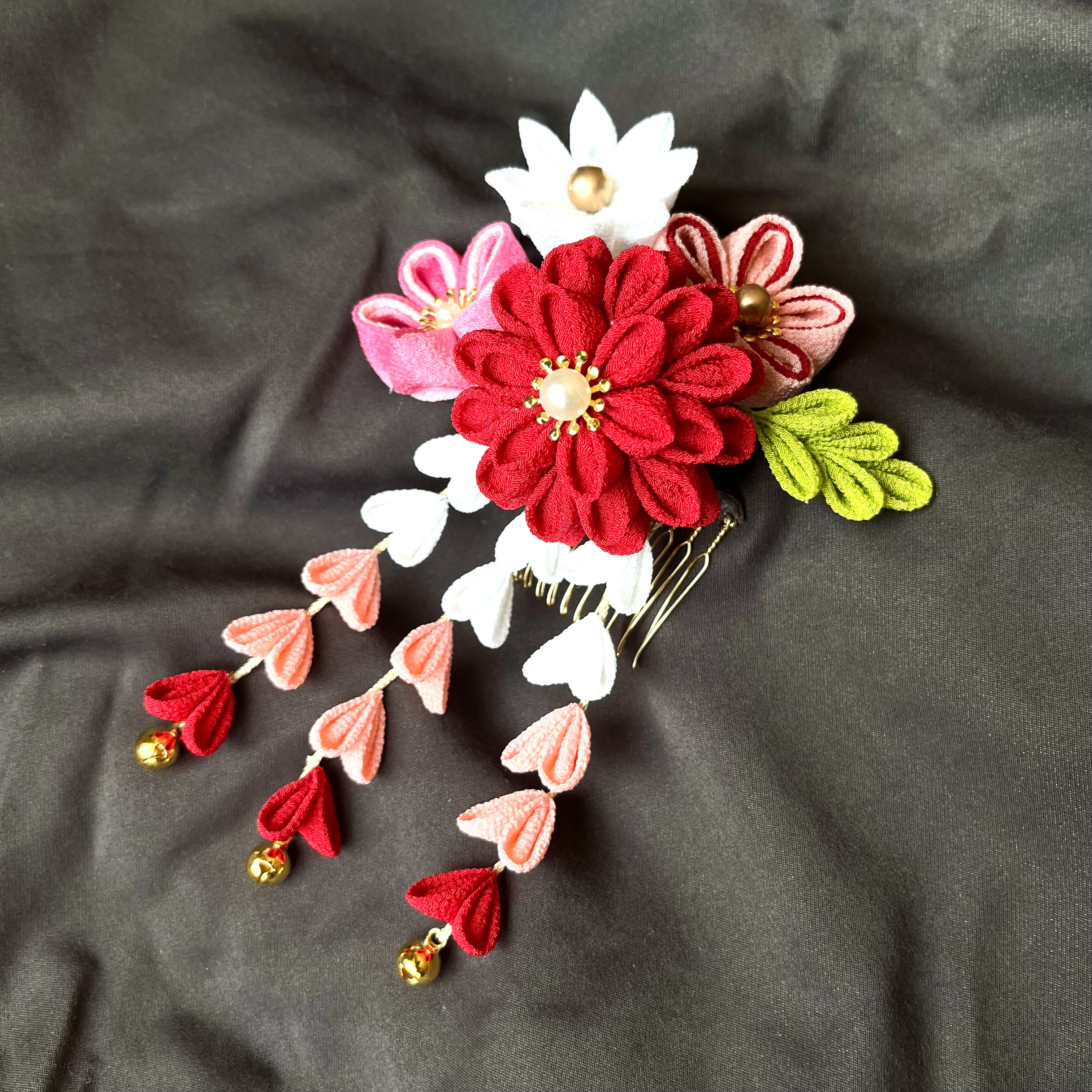 オススメ！絞り　金糸　こづち柄　赤　15点セット