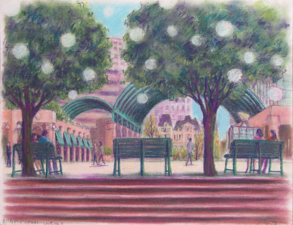 恵比寿ガーデン・プレイス前（パステル画） 1枚目の画像