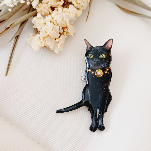 黒猫のブローチ(送料無料) 1枚目の画像