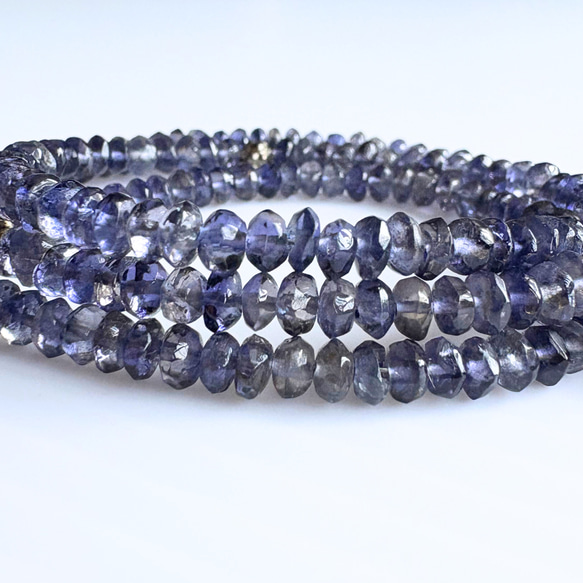 【A32】　ネックレス　天然石ビーズ　梅銀細工　カットアイオライト　半貴石　３月誕生石 7枚目の画像