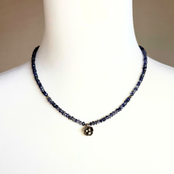 【A32】　ネックレス　天然石ビーズ　梅銀細工　カットアイオライト　半貴石　３月誕生石 3枚目の画像