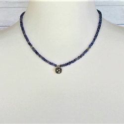 【A32】　ネックレス　天然石ビーズ　梅銀細工　カットアイオライト　半貴石　３月誕生石 16枚目の画像