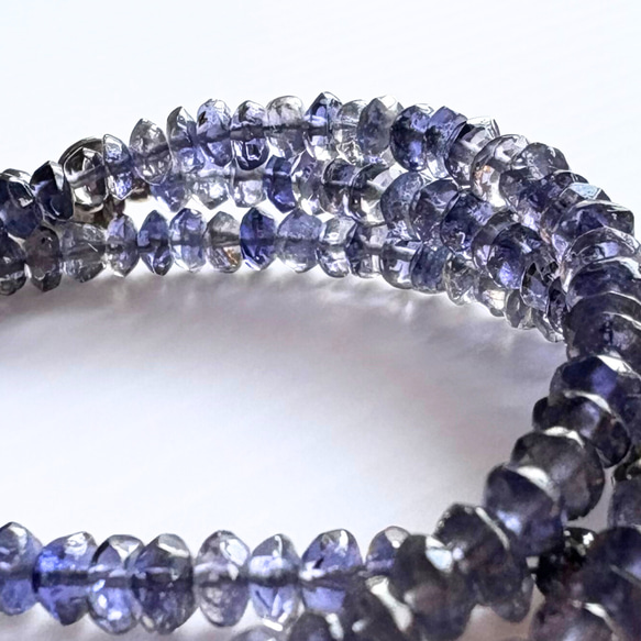 【A32】　ネックレス　天然石ビーズ　梅銀細工　カットアイオライト　半貴石　３月誕生石 8枚目の画像