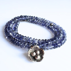 【A32】　ネックレス　天然石ビーズ　梅銀細工　カットアイオライト　半貴石　３月誕生石 15枚目の画像