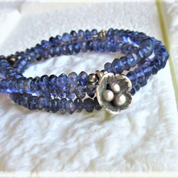 【A32】　ネックレス　天然石ビーズ　梅銀細工　カットアイオライト　半貴石　３月誕生石 10枚目の画像