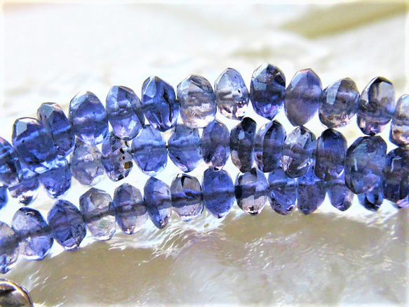 【A32】　ネックレス　天然石ビーズ　梅銀細工　カットアイオライト　半貴石　３月誕生石 12枚目の画像