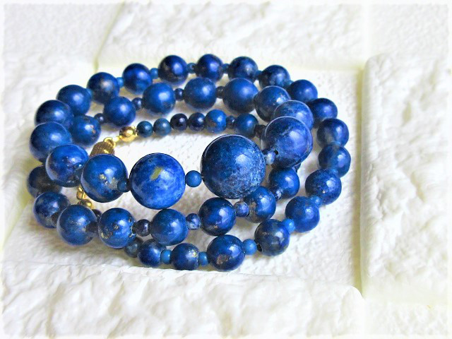 【A24】　ネックレス　ラピス・ラズリ　グラデーション　天然石　天然石ビーズアクセサリー