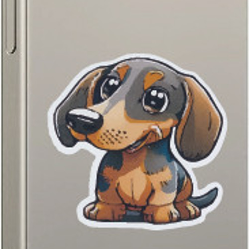 ST-04 かわいいミニチュアダックスフンドの防水ステッカー 2枚セット