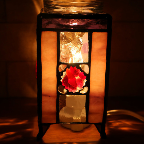 ステンドグラス・紫のアロマランプ ディフューザー・アロマポット kiku