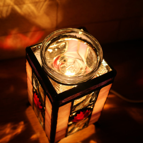 ステンドグラス・紫のアロマランプ ディフューザー・アロマポット kiku