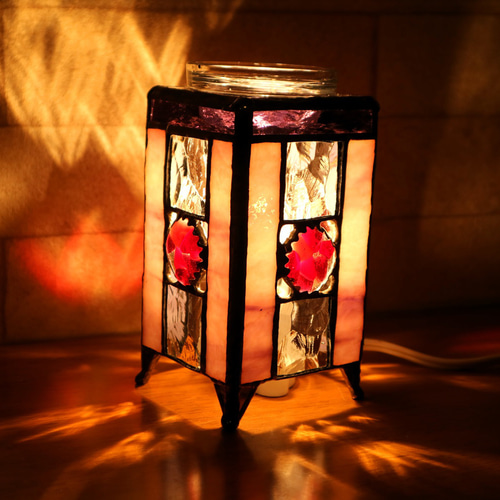 ステンドグラス・紫のアロマランプ ディフューザー・アロマポット kiku