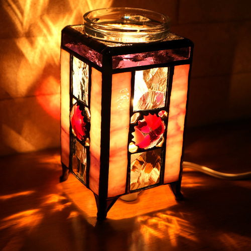 ステンドグラス・紫のアロマランプ ディフューザー・アロマポット kiku