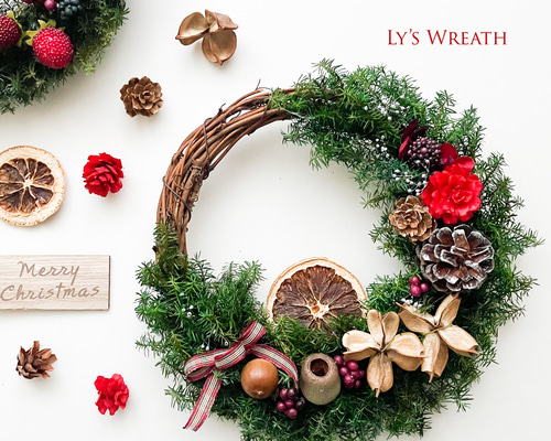 森の木の実のクリスマスリース ドライフラワー Ly's Wreath 森の木の実のクリスマスリース ドライフラワー Ly's Wreath