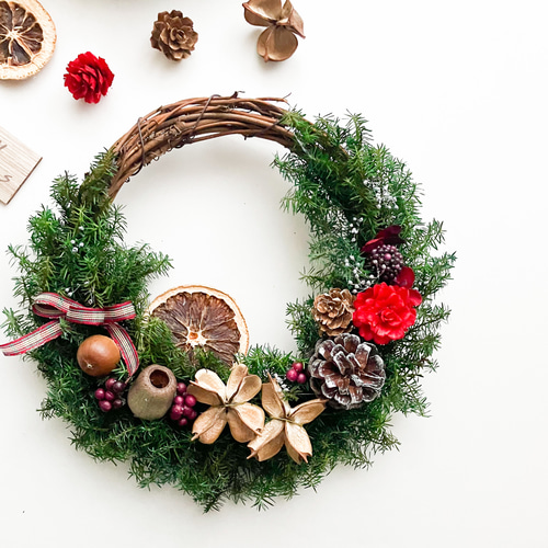 森の木の実のクリスマスリース ドライフラワー Ly's Wreath