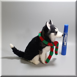 羊毛フェルト　犬　シベリアンハスキー　いぬ　イヌ　犬フィギュア　クリスマス 10枚目の画像