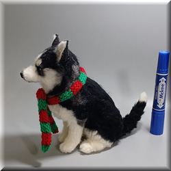 羊毛フェルト　犬　シベリアンハスキー　いぬ　イヌ　犬フィギュア　クリスマス 8枚目の画像