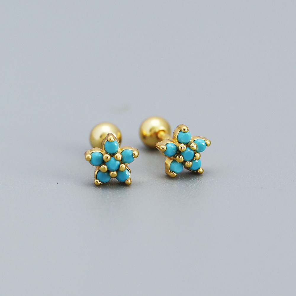 早割価格★SILVER925純銀製★お花CZダイヤモンド軟骨ピアスSV925プチ4月12月誕生石18KGP高見え