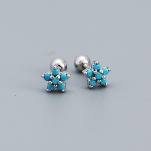 早割価格☆SILVER925純銀製☆お花CZダイヤモンド軟骨ピアスSV925プチ4 