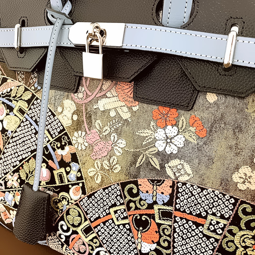 SOLD◇30サイズ◇2wayリュック◇着物帯と本革のリメイク◇remake