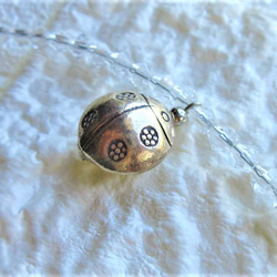 A３６　ビーズネックレス　シルバーてんとう虫　子供プレゼント　透明　シルバー銅玉 10枚目の画像