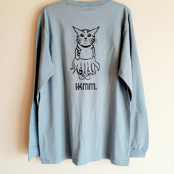 《長袖Tシャツ》IKAMIMI猫　アシッドブルー　ユニセックス（男女兼用） 3枚目の画像