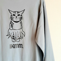 《長袖Tシャツ》IKAMIMI猫　アシッドブルー　ユニセックス（男女兼用） 1枚目の画像