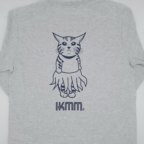 HARE　猫　キャット　カットソー　長袖　オーバーサイズ　ユニセックス 長袖Tシャツ》IKAMIMI猫 アッシュ ユニセックス（男女兼用） T