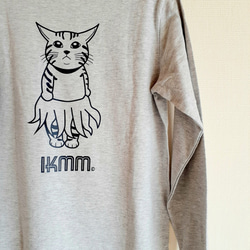 《長袖Tシャツ》IKAMIMI猫　アッシュ　ユニセックス（男女兼用） 1枚目の画像