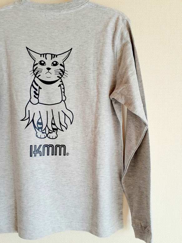 《長袖Tシャツ》IKAMIMI猫　アッシュ　ユニセックス（男女兼用） 1枚目の画像