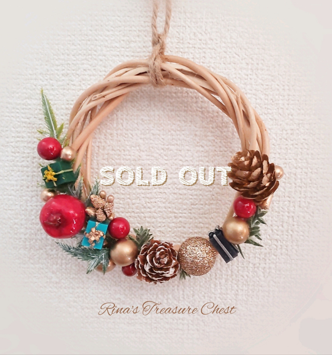 No.R4♡Sold out ミニリース クリスマスリース オーナメント 可愛い 簡単かわいい「ミニクリスマスリース」をワッツオンラインの材料で☆