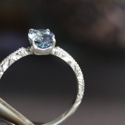 天然ゾイサイト ブルーグリーン リング 指輪 シルバー 約14号 天然