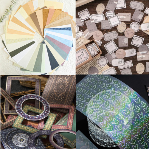 コラージュ 素材 シール ジャンクジャーナル 手帳 日記 詰め合わせ