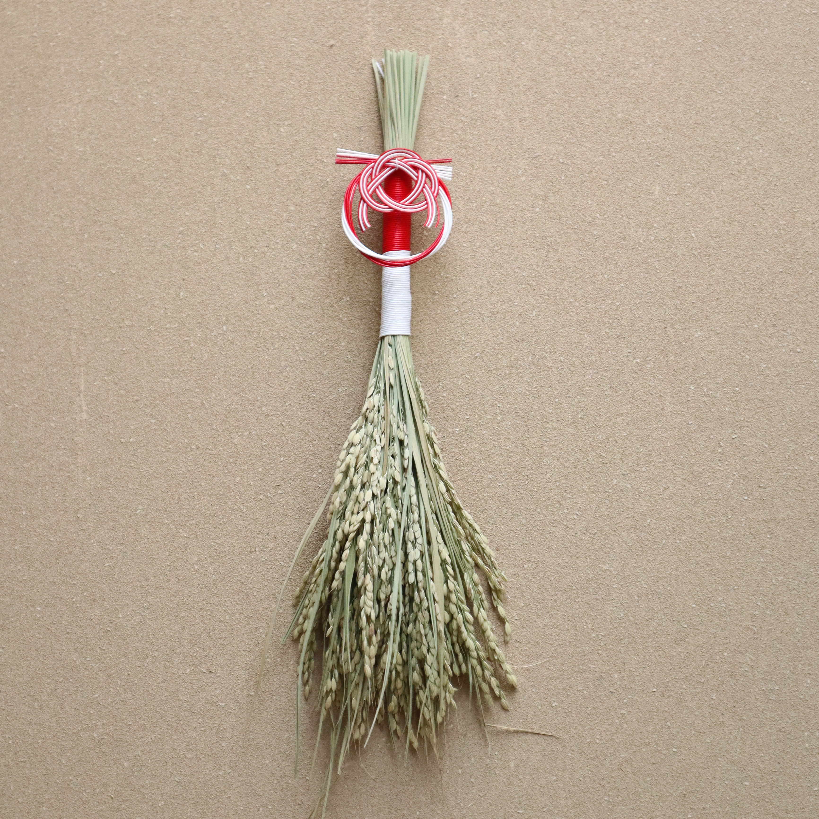 ヒカゲノカズラに稲穂を添えた長寿祈願　しめ縄　注連縄　水引き付き