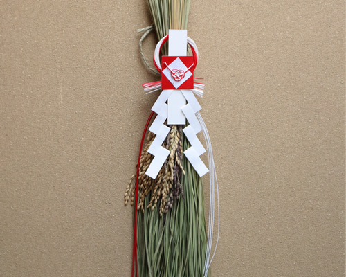 2024年】05）稲穂と水引シンプルな正月飾り「厳」 しめ縄・しめ飾り