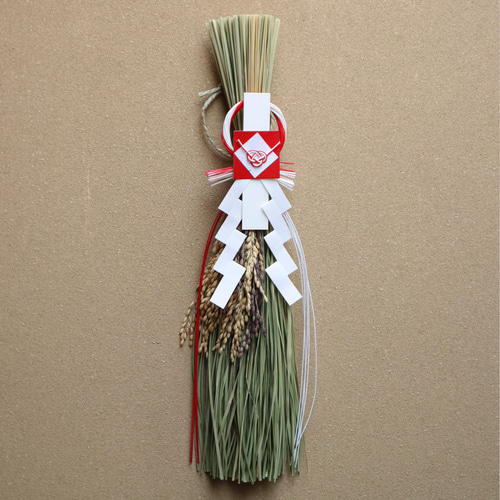 ヒカゲノカズラに稲穂を添えた長寿祈願　しめ縄　注連縄　水引き付き ヒカゲノカズラに稲穂を添えた長寿祈願 しめ縄 注連縄 水引き付き