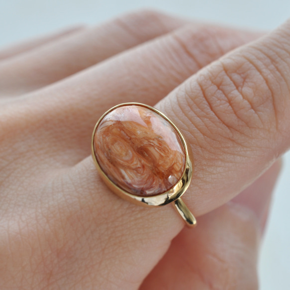 キャラメルオパール　リング　Caramel Opal　Bezel Setting　ring 6枚目の画像