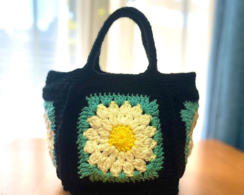 毛糸バッグ ニットバッグ 麻ひもバッグ 手編みバッグ モチーフ編み小物入れ b575a06642ff38704fa539bc425bc8