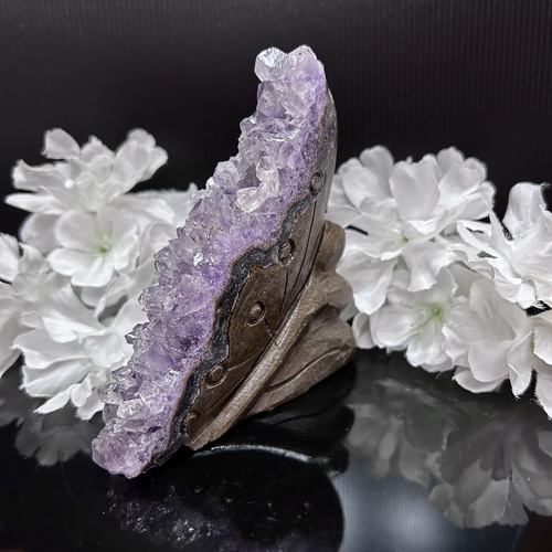 ハイグレード AAA商品 ピンクアメジスト 蝶々 天然石 結晶