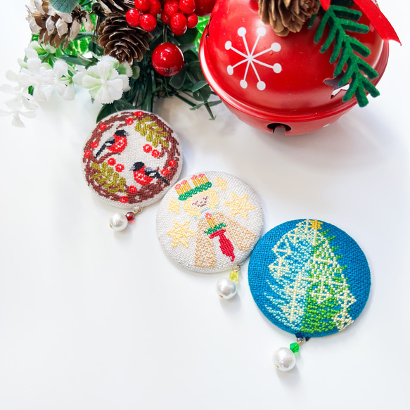 Himmeli / Bullfinch / 聖露西亞 斯堪的納維亞刺繡胡桃木紐帶胸針，也可用作裝飾品 聖誕果樹裝飾 第6張的照片