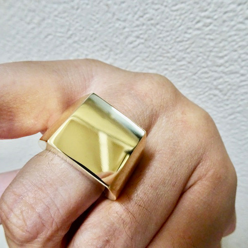 仁尾彫金『ゴールド印台リング、70g』ハンドメイド260 指輪