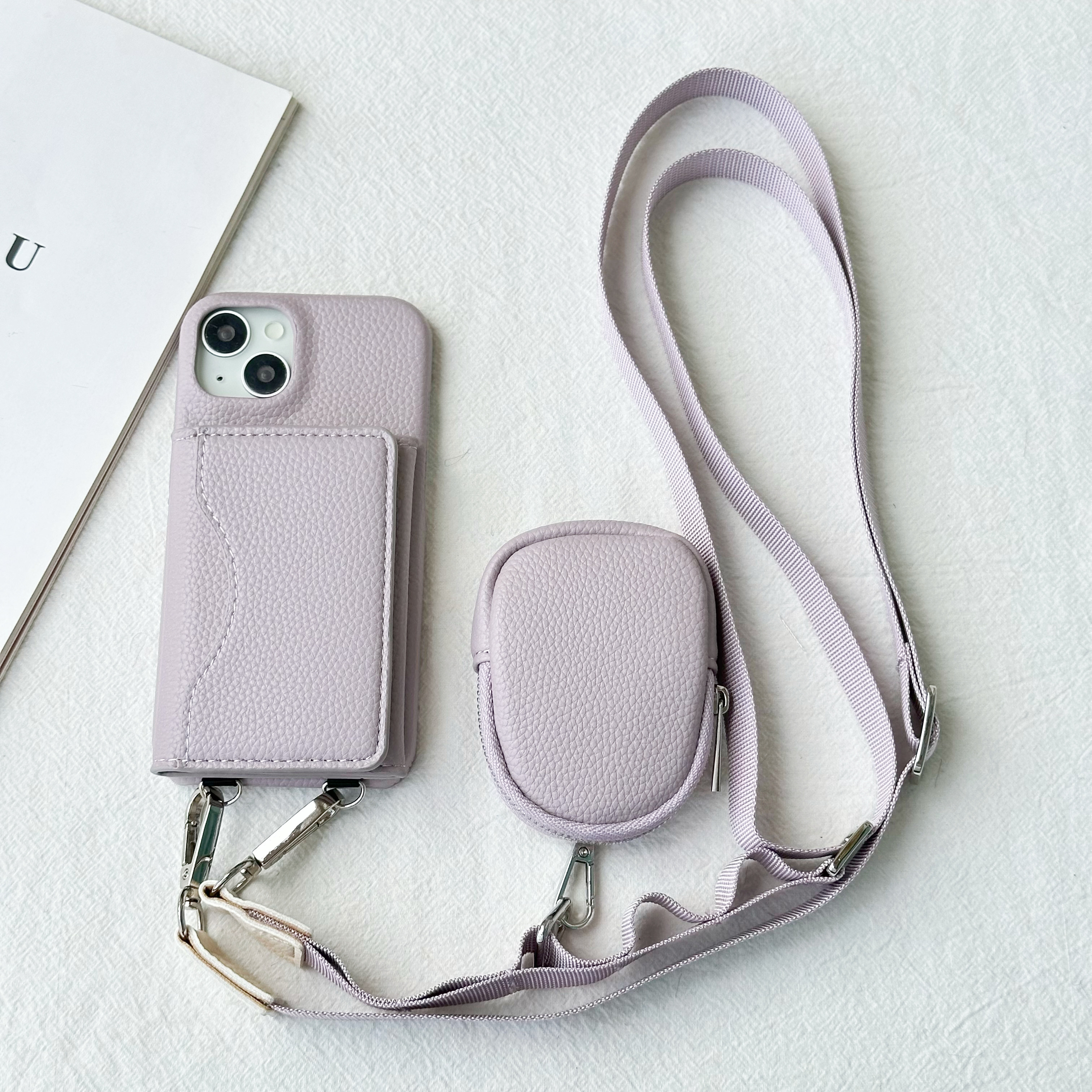 ミニポーチ付 iphone 17 16 15 ケース Galaxy s25 三つ折り カード収納 ショルダー ストラップ