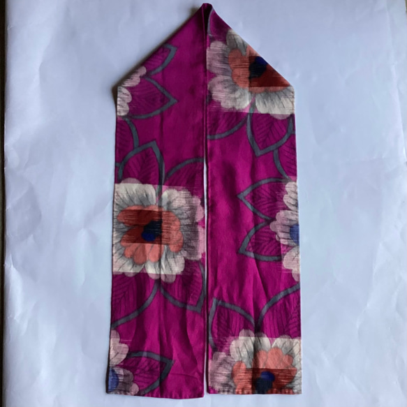 銘仙　紫地に花柄のスカーフ 8枚目の画像