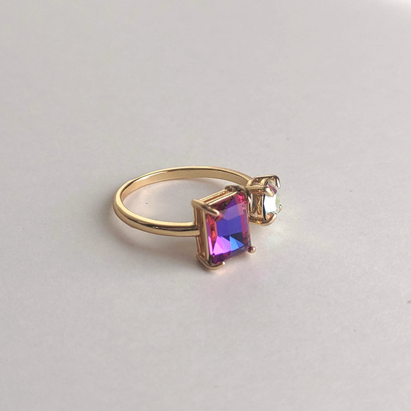 藍紫色 | Combi 彩色水晶寶石民俗戒指 | 均碼無鎳 第4張的照片