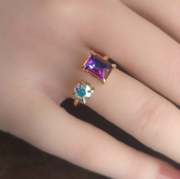 藍紫色 | Combi 彩色水晶寶石民俗戒指 | 均碼無鎳 第1張的照片