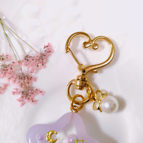 ユニコーンカラーのゆめかわ星鍵キーホルダー(イニシャル) チャーム