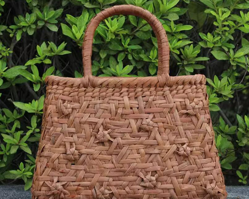 山葡萄 蔓 ハンドバッグ かご 籠 網代編み 六角形の花袋 着服 山葡萄