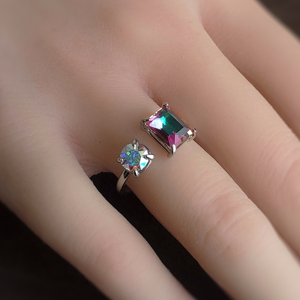 神秘色彩｜組合彩色水晶寶石民間戒指｜一種尺寸最適合不含鎳 第2張的照片