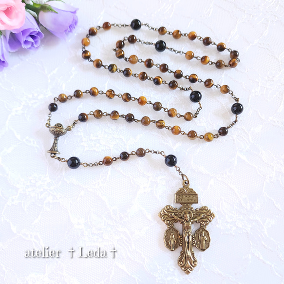 ☆タイガーアイ＆モリオン ロザリオ☆ ~Tiger Eye & Morion~ ☆タイガーアイ＆モリオン ロザリオ☆ ~Tiger Eye & Morion