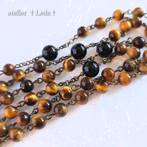 ☆タイガーアイ＆モリオン ロザリオ☆ ~Tiger Eye & Morion~ ☆タイガーアイ＆モリオン ロザリオ☆ ~Tiger Eye & Morion
