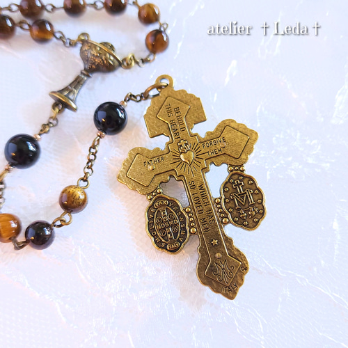 ☆タイガーアイ＆モリオン ロザリオ☆ ~Tiger Eye & Morion~ ☆タイガーアイ＆モリオン ロザリオ☆ ~Tiger Eye & Morion